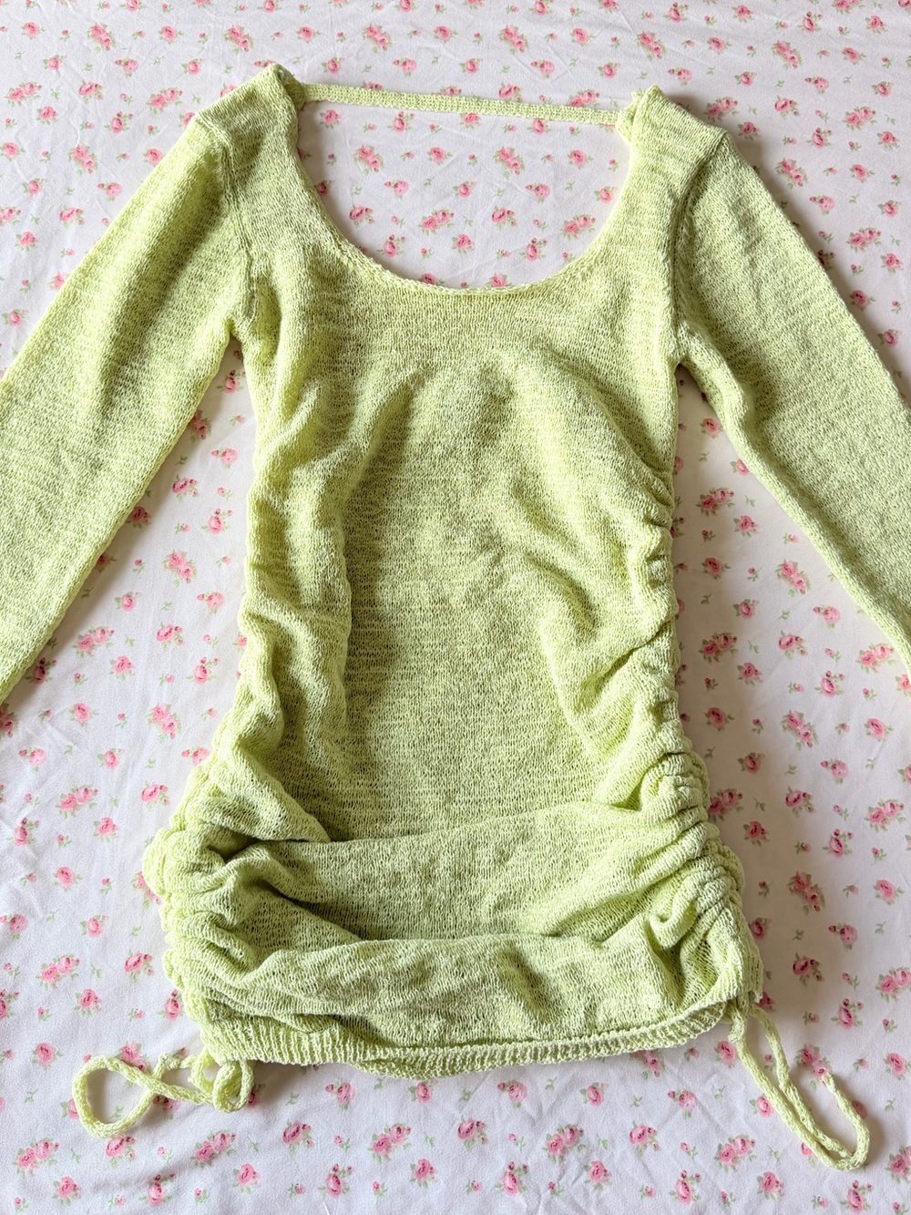 Princess Polly Light Green Long Sleeve Ruched Mini Dress